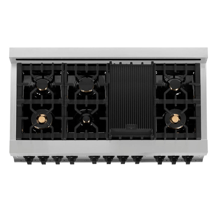 ZLINE Autograph Edition 48 in. Kitchen Package with Stainless Steel Dual Fuel Range with White Matte Door, Range Hood and Dishwasher with Matte Black Accents (3AKP-RAWMRHDWM48-MB)