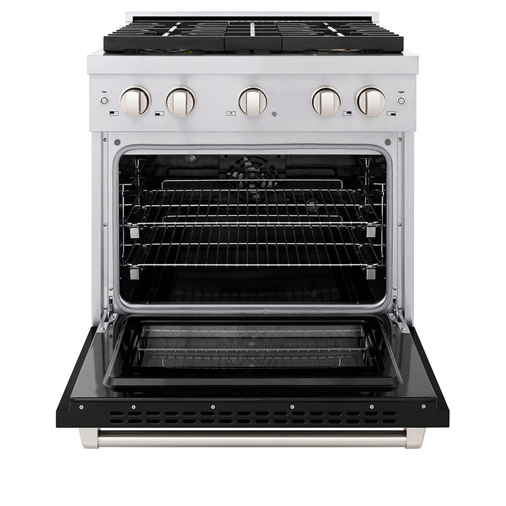 ZLINE 30 in. 4.2 cu. ft. Paramount Dual Fuel Range with 4 Burner DuoPro™ Cooktop and Electric Convection Oven with Black Matte Door (PSDR-BLM-30)
