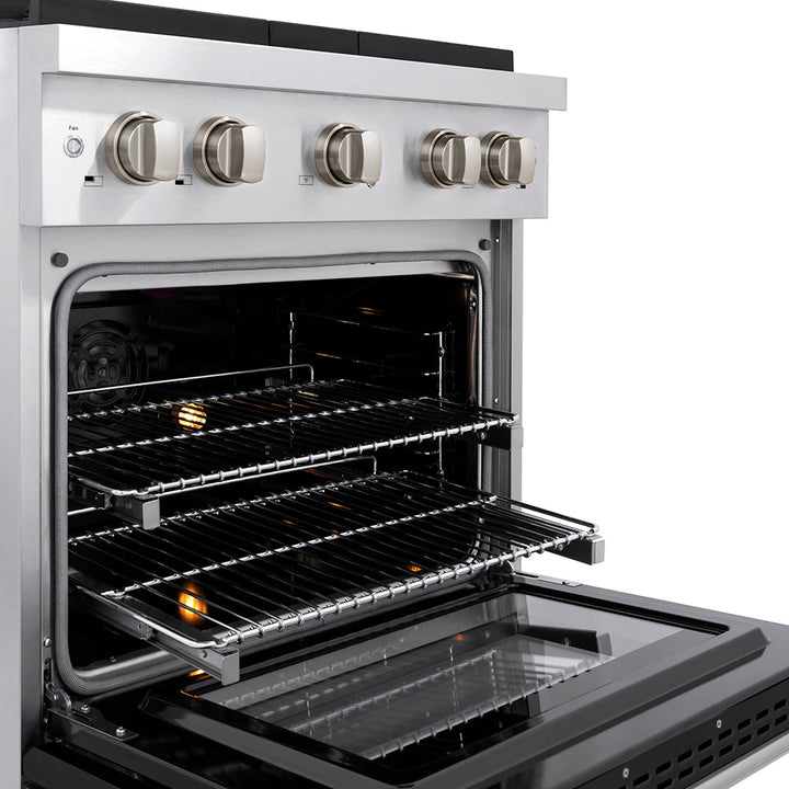 ZLINE 30 in. 4.2 cu. ft. Paramount Dual Fuel Range with 4 Burner DuoPro™ Cooktop and Electric Convection Oven with Black Matte Door (PSDR-BLM-30)