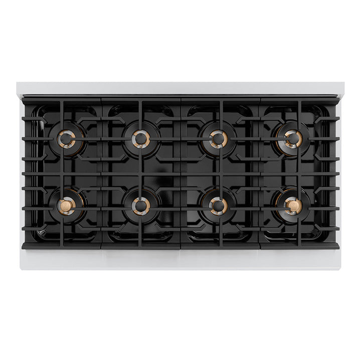 ZLINE 48 in. 6.7 cu. ft. Paramount Dual Fuel Range with 8 Burner DuoPro™ Cooktop and Dual Ovens with White Matte Doors (PSDR-WM-48)