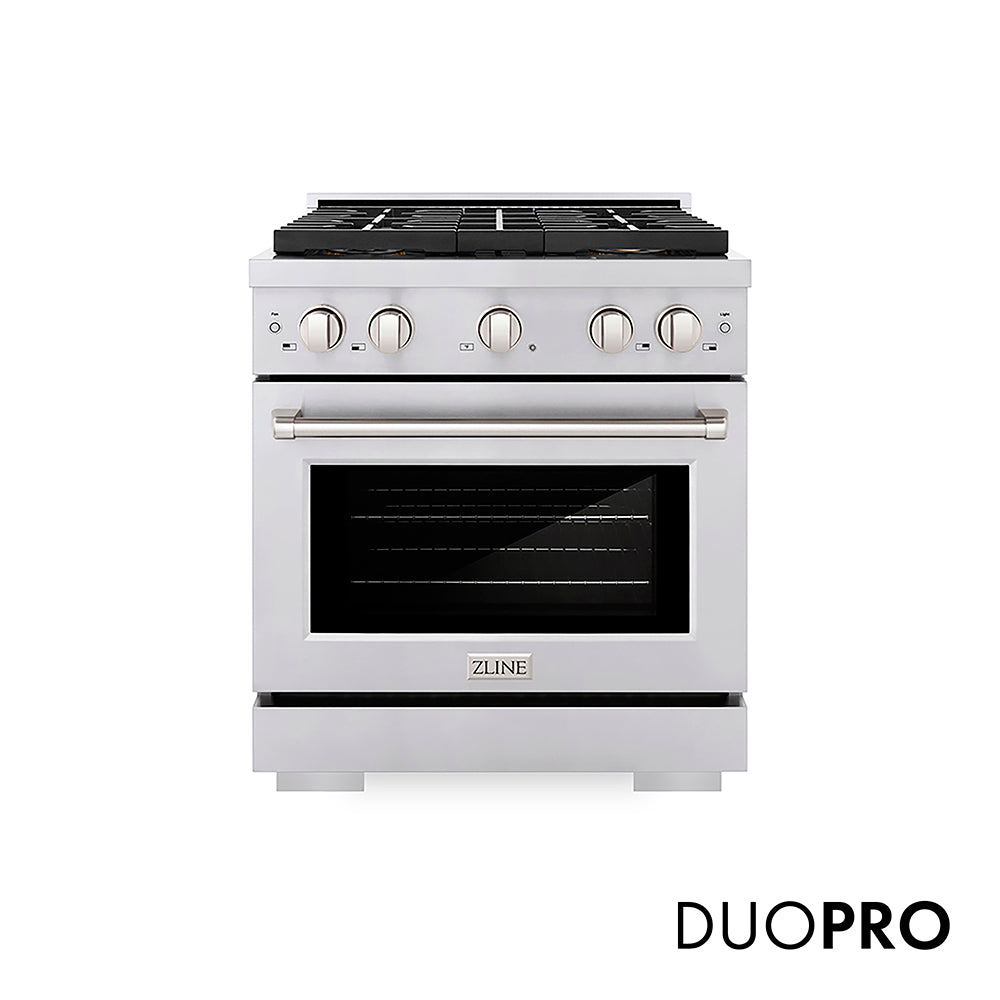 ZLINE 30 in. 4.2 cu. ft. Paramount Dual Fuel Range with 4 Burner DuoPro™ Cooktop and Electric Convection Oven in Stainless Steel, Open Box-Excellent Condition