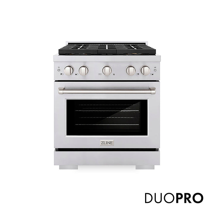 ZLINE 30 in. 4.2 cu. ft. Paramount Dual Fuel Range with 4 Burner DuoPro™ Cooktop and Electric Convection Oven in Stainless Steel, Open Box-Excellent Condition