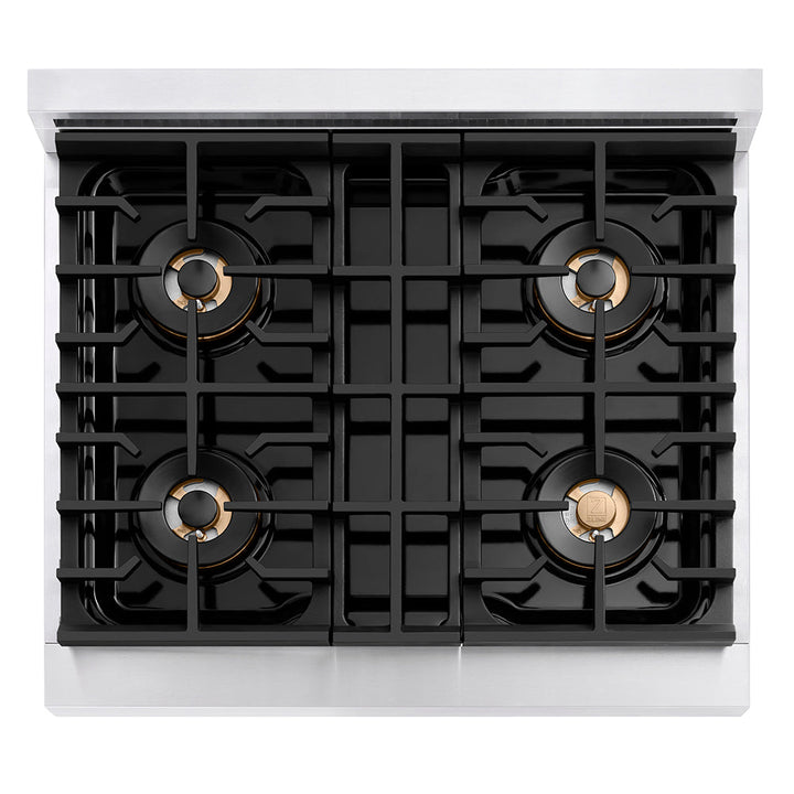 ZLINE 30 in. 4.2 cu. ft. Paramount Dual Fuel Range with 4 Burner DuoPro™ Cooktop and Electric Convection Oven in Stainless Steel (PSDR30)