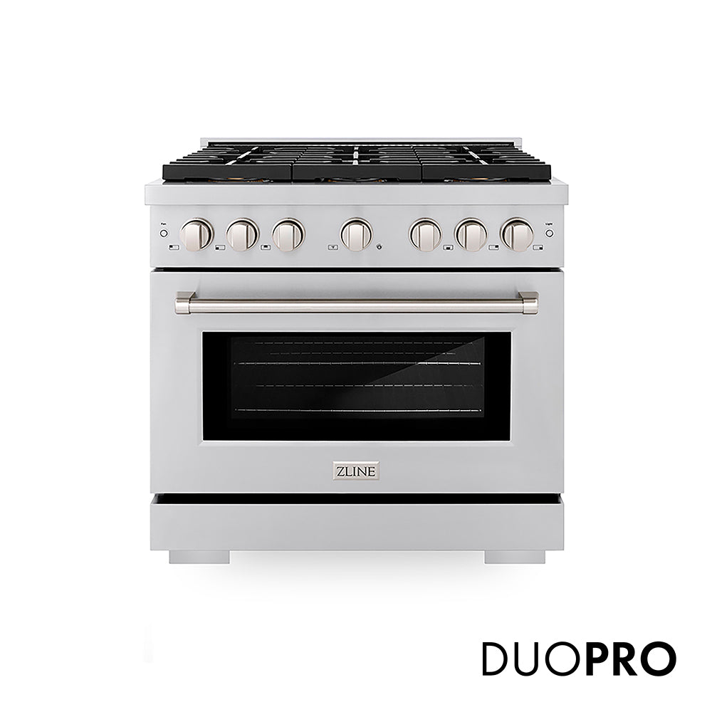 ZLINE 36 in. 5.2 cu. ft. Paramount Dual Fuel Range with 6 Burner DuoPro™ Cooktop and Electric Convection Oven in Stainless Steel, Open Box-Good Condition