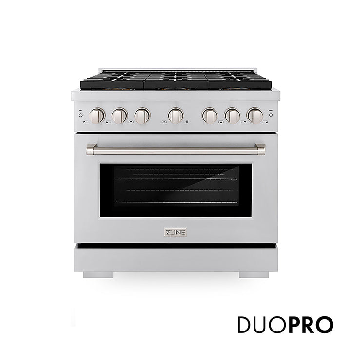 ZLINE 36 in. 5.2 cu. ft. Paramount Dual Fuel Range with 6 Burner DuoPro™ Cooktop and Electric Convection Oven in Stainless Steel, Open Box-Good Condition