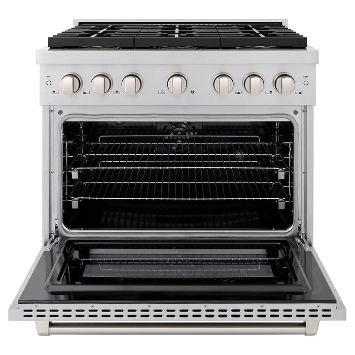 ZLINE 36 in. 5.2 cu. ft. Paramount Dual Fuel Range with 6 Burner DuoPro™ Cooktop and Electric Convection Oven in Stainless Steel (PSDR36)