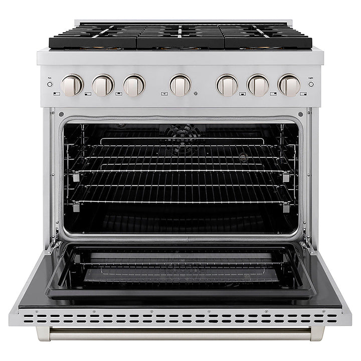ZLINE 36 in. 5.2 cu. ft. Paramount Dual Fuel Range with 6 Burner DuoPro™ Cooktop and Electric Convection Oven in Stainless Steel, Open Box-Excellent Condition