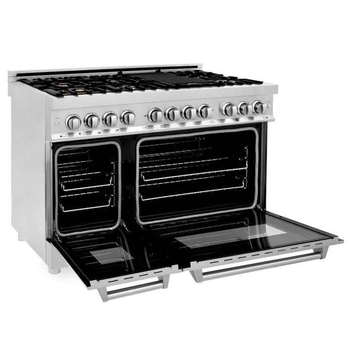 ZLINE 48 in. Professional Gas Burner, Electric Oven Range in Stainless Steel with Brass Burners, RA-BR-48