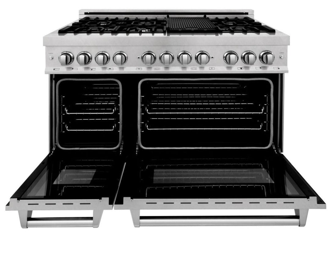 ZLINE 48 in. Professional Gas Burner/Electric Oven in DuraSnow® Stainless with 6.0 cu.ft. Oven, RAS-SN-48