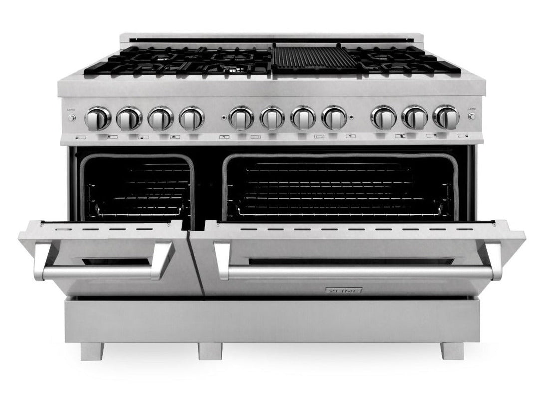 ZLINE 48 in. Professional Gas Burner/Electric Oven in DuraSnow® Stainless with 6.0 cu.ft. Oven, RAS-SN-48