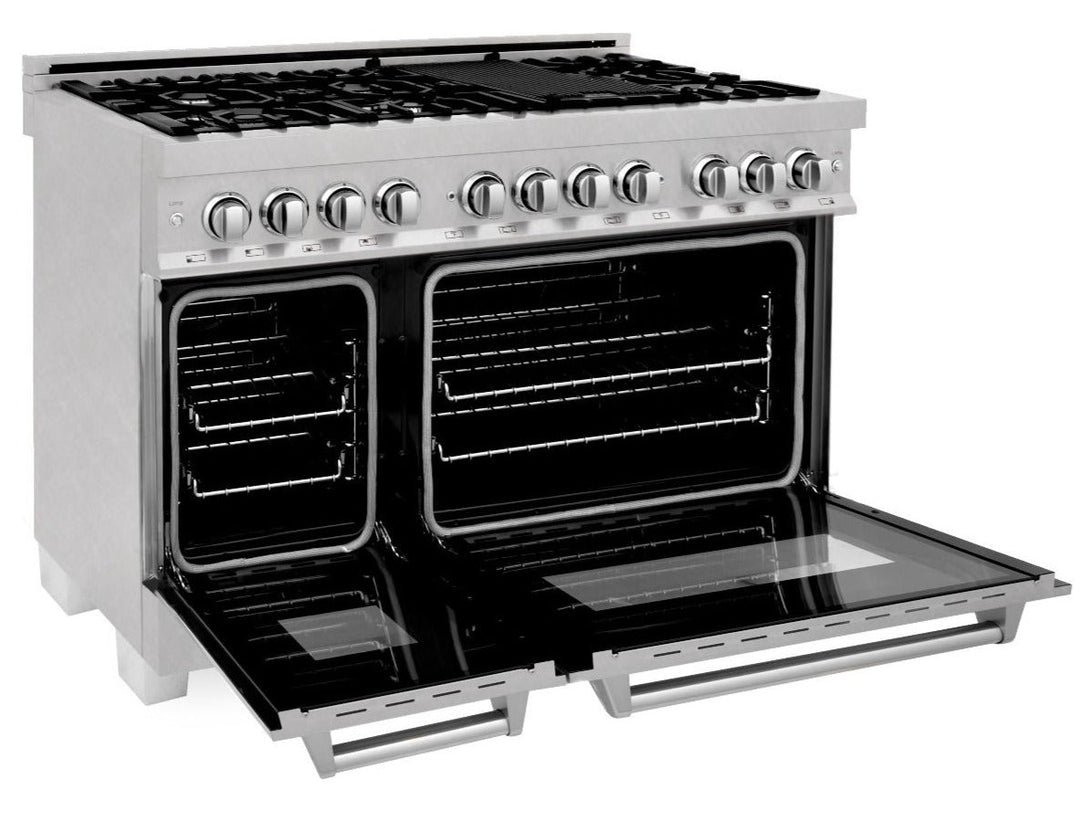 ZLINE 48 in. Professional Gas Burner/Electric Oven in DuraSnow® Stainless with 6.0 cu.ft. Oven, RAS-SN-48