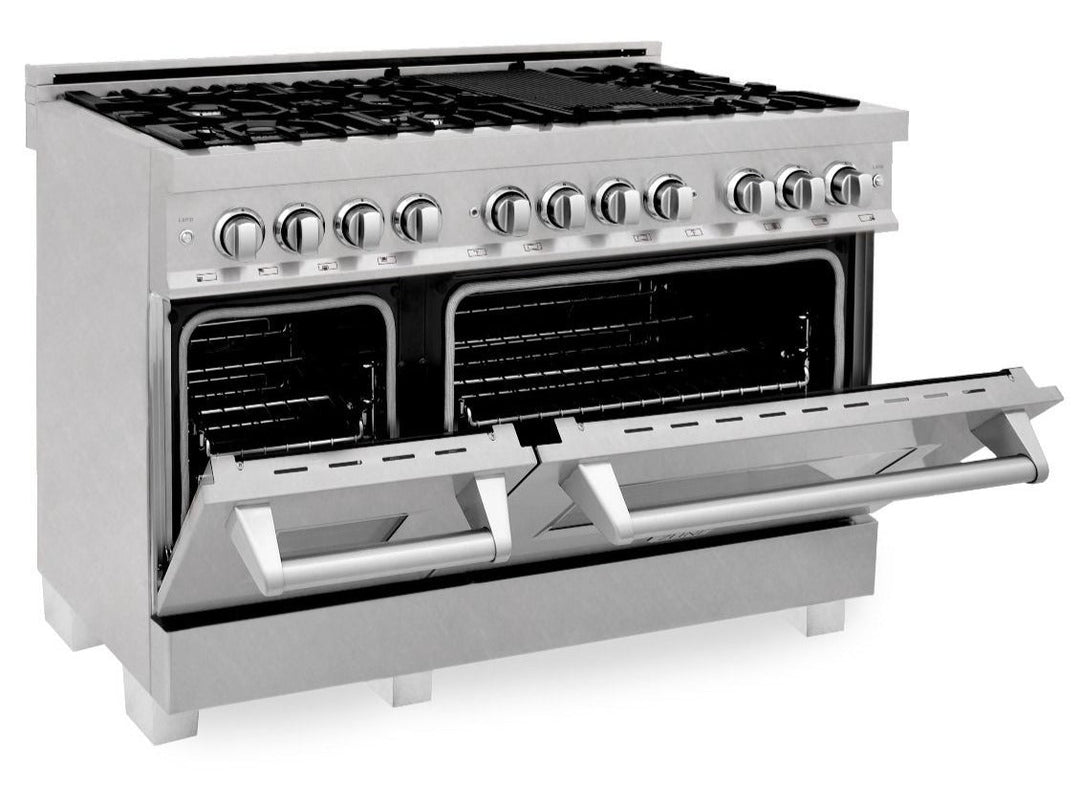 ZLINE 48 in. Professional Gas Burner/Electric Oven in DuraSnow® Stainless with 6.0 cu.ft. Oven, RAS-SN-48