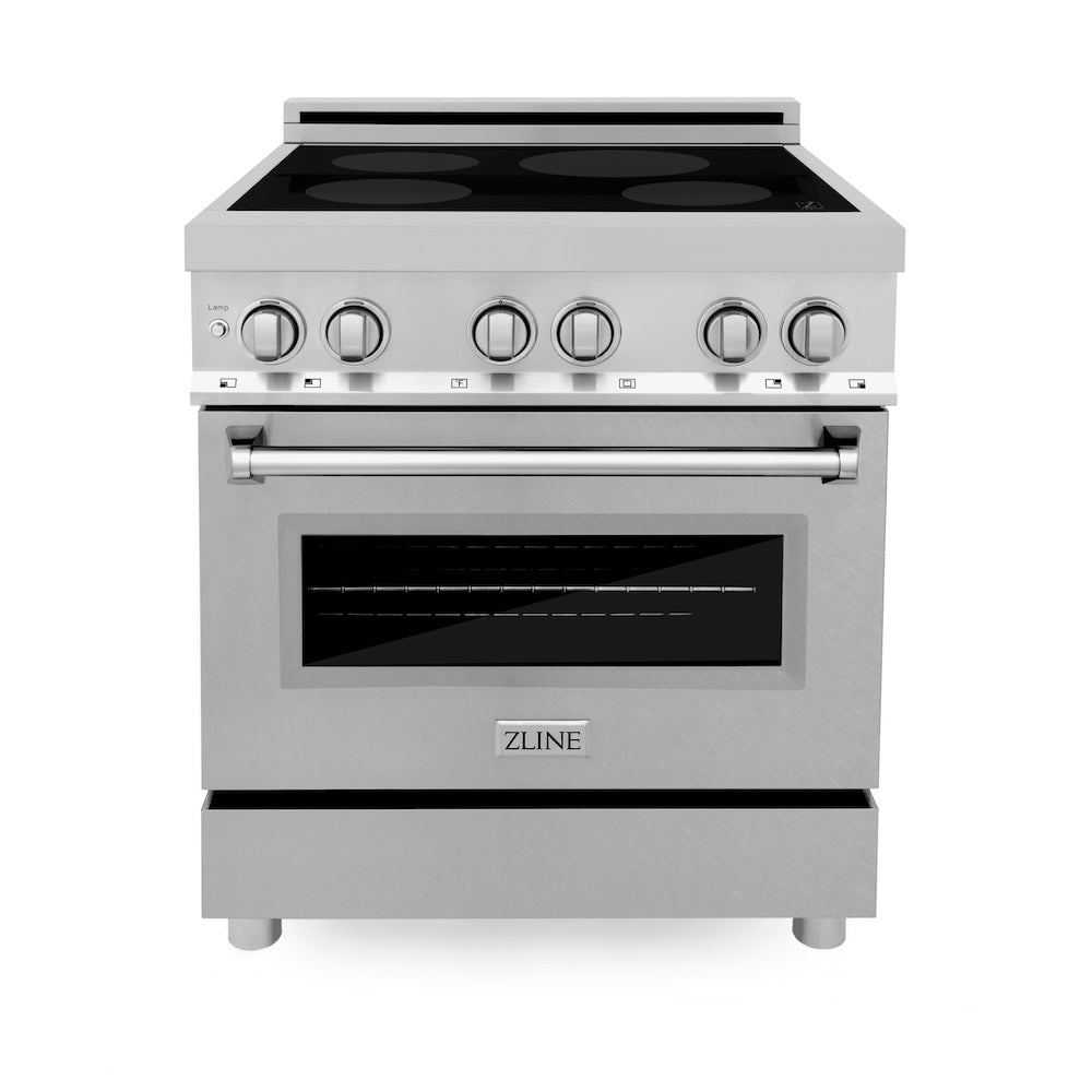 ZLINE 30 in. 4.0 cu. ft. Legacy Induction Range with 4 Element Cooktop and Electric Oven in Satin Stainless Steel, Open Box-Excellent Condition