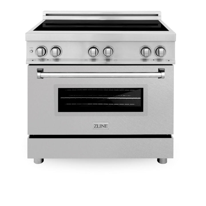 ZLINE 36 in. 4.6 cu. ft. Legacy Induction Range with 5 Element Cooktop and Electric Oven in Stainless Steel with Satin Stainless Steel, Open Box-Excellent Condition