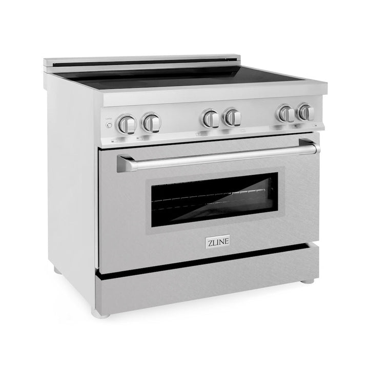 ZLINE 36 in. 4.6 cu. ft. Legacy Induction Range with 5 Element Cooktop and Electric Oven in Stainless Steel with Satin Stainless Steel, Open Box-Excellent Condition