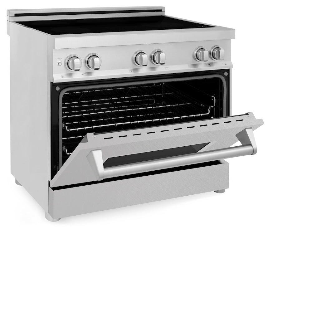 ZLINE 36 in. 4.6 cu. ft. Legacy Induction Range with 5 Element Cooktop and Electric Oven in Stainless Steel with Satin Stainless Steel, Open Box-Excellent Condition