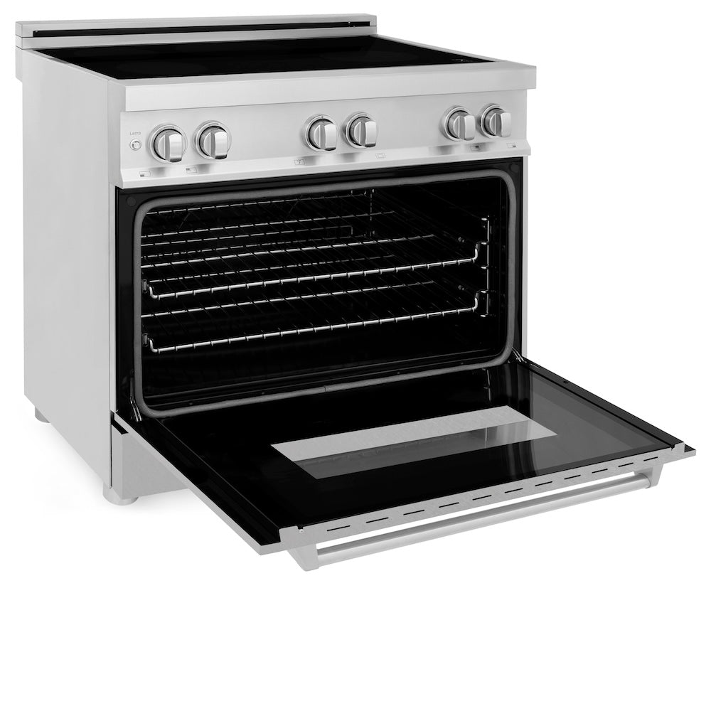 ZLINE 36 in. 4.6 cu. ft. Legacy Induction Range with 5 Element Cooktop and Electric Oven in Stainless Steel with Satin Stainless Steel, Open Box-Excellent Condition