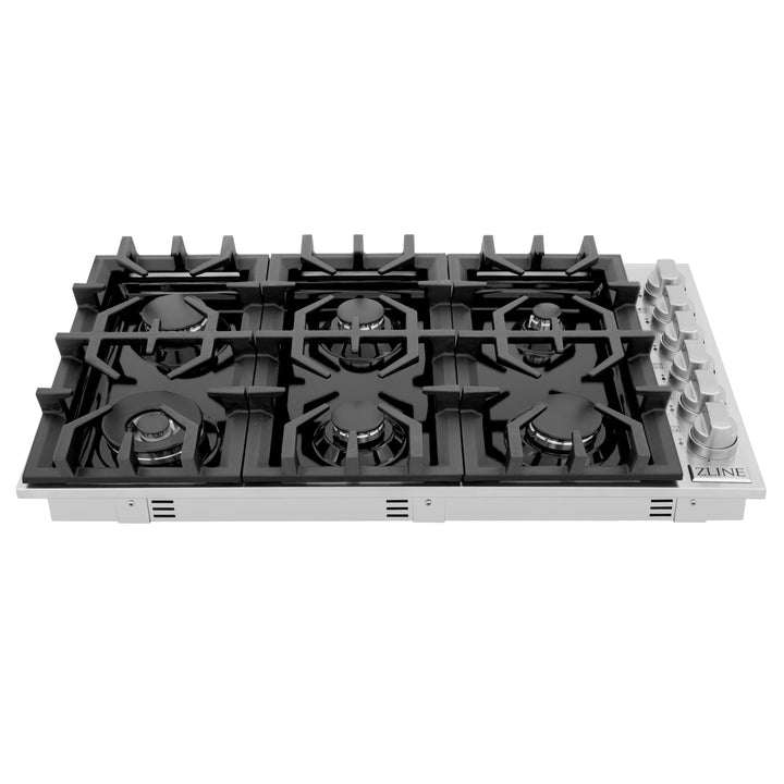 ZLINE 36 in. Gas Cooktop with 6 Burners and Black Porcelain Top, Open Box-Excellent Condition