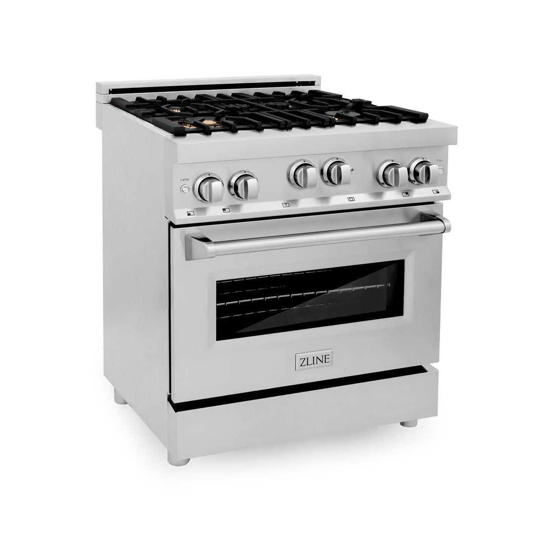 ZLINE 30" Range Gas Stove and Gas Oven Stainless Steel Brass Burners