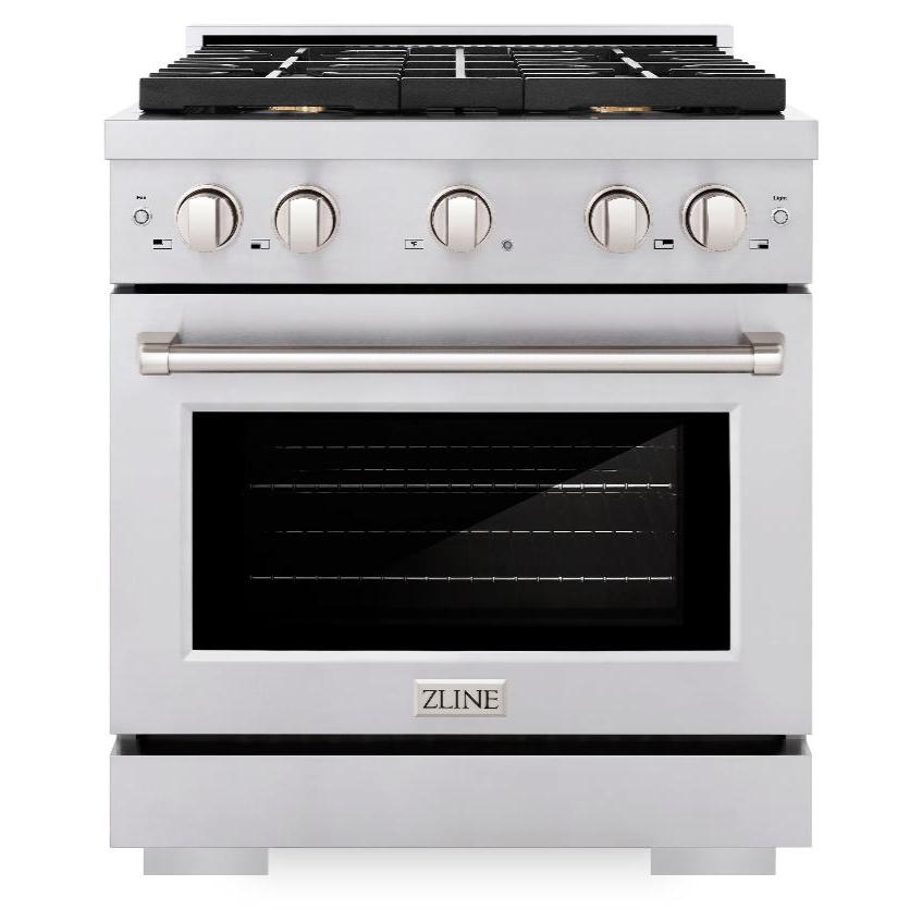 ZLINE 30" 4.2 cu. ft. Paramount Dual Fuel Range in Stainless Steel with 4 Brass Burners, SDR-BR-30