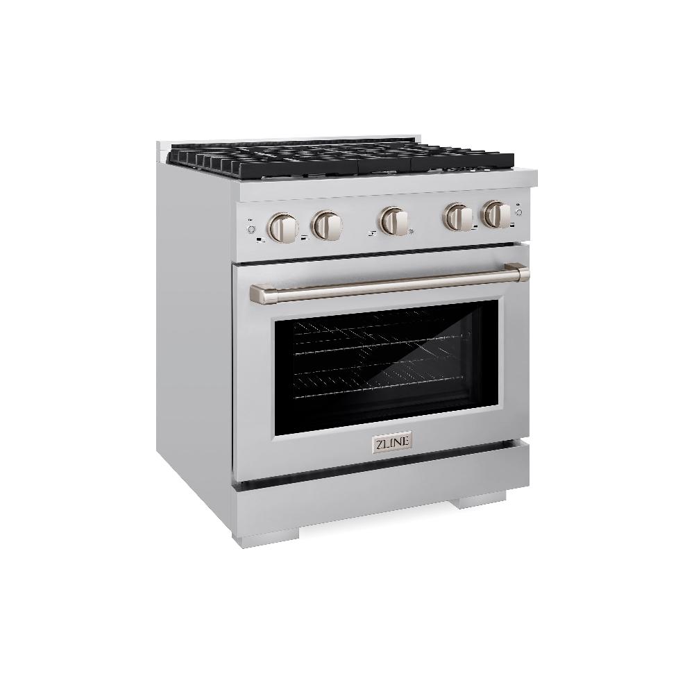 ZLINE 30" 4.2 cu. ft. Paramount Dual Fuel Range in Stainless Steel with 4 Brass Burners, SDR-BR-30