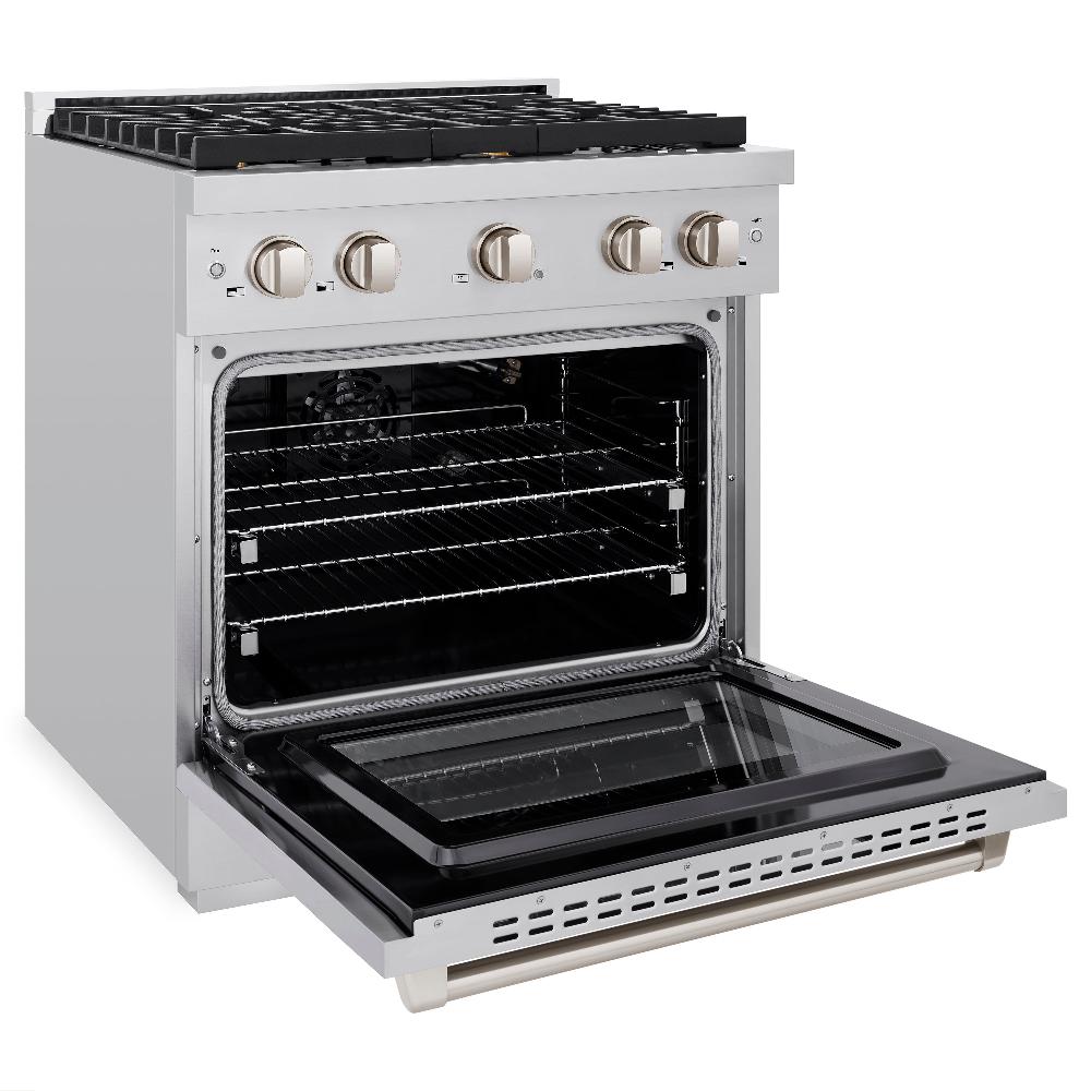 ZLINE 30" 4.2 cu. ft. Paramount Dual Fuel Range in Stainless Steel with 4 Brass Burners, SDR-BR-30