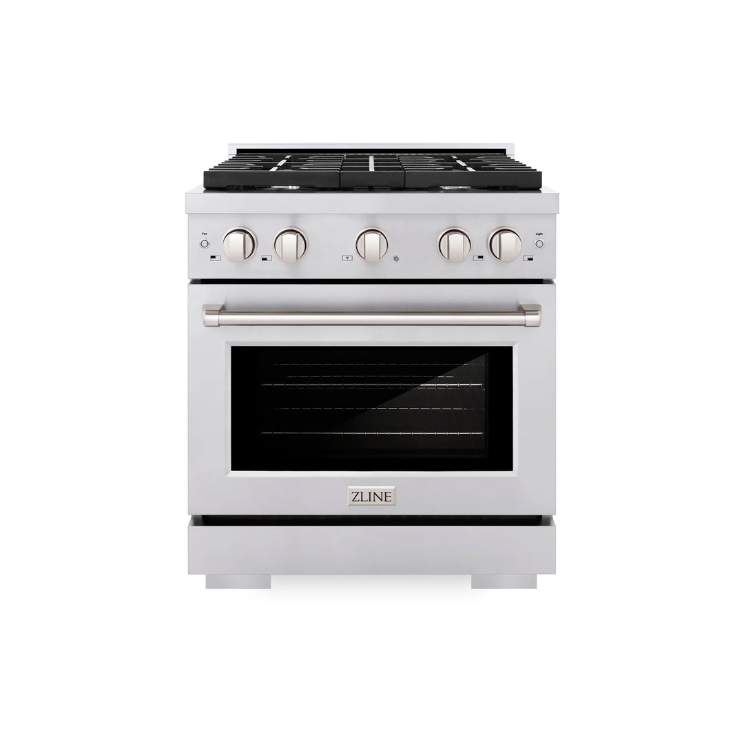 ZLINE 30 in. 4.2 cu. ft. Paramount Dual Fuel Range with 4 Burner Gas Cooktop and Electric Convection Oven in Stainless Steel, Open Box-Excellent Condition