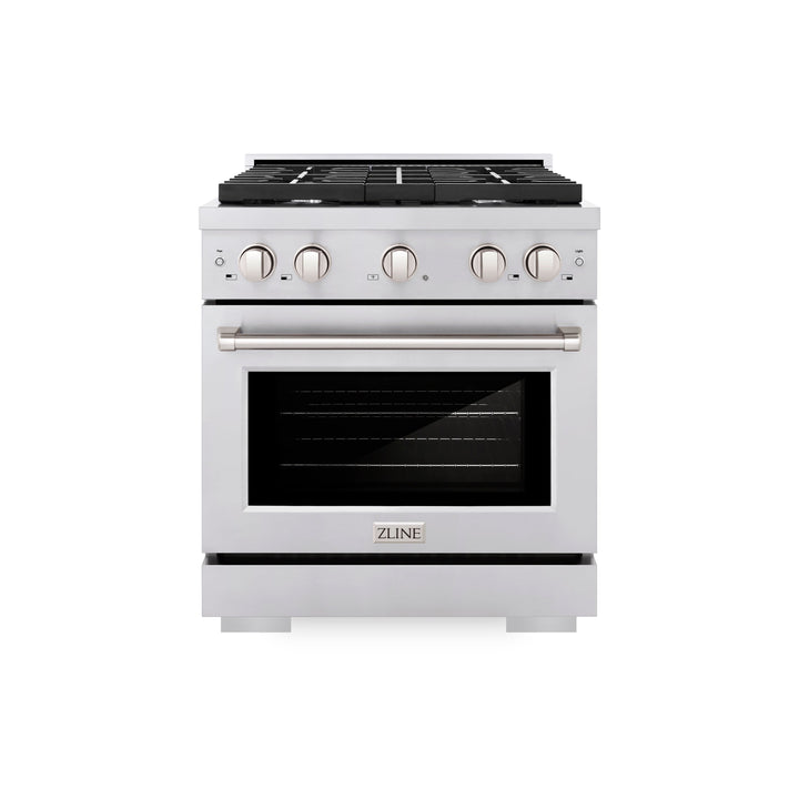 ZLINE 30 in. 4.2 cu. ft. Paramount Dual Fuel Range with 4 Burner Gas Cooktop and Electric Convection Oven in Stainless Steel, Open Box-Excellent Condition