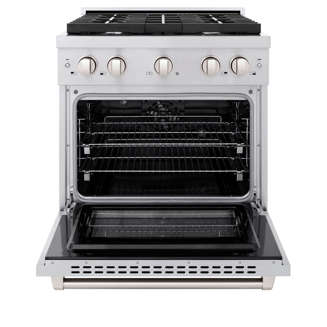 ZLINE 30 in. 4.2 cu. ft. Paramount Dual Fuel Range with 4 Burner Gas Cooktop and Electric Convection Oven in Stainless Steel, Open Box-Excellent Condition