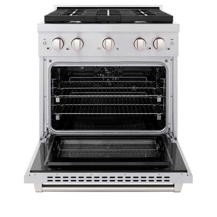 ZLINE 30 in. 4.2 cu. ft. Paramount Dual Fuel Range with 4 Burner Gas Cooktop and Electric Convection Oven in Stainless Steel, Open Box-Excellent Condition