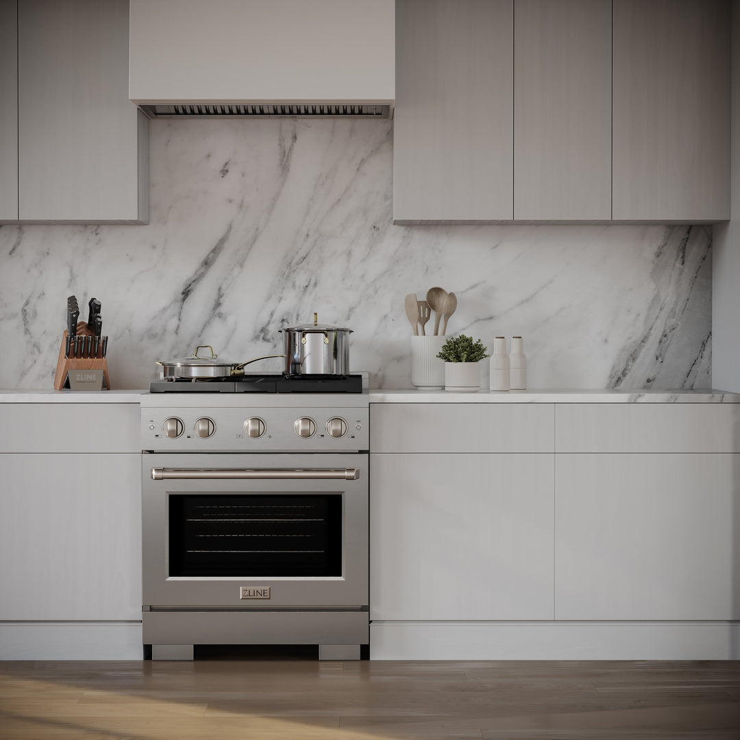 ZLINE 30 in. 4.2 cu. ft. Paramount Dual Fuel Range with 4 Burner Gas Cooktop and Electric Convection Oven in Stainless Steel, Open Box-Excellent Condition
