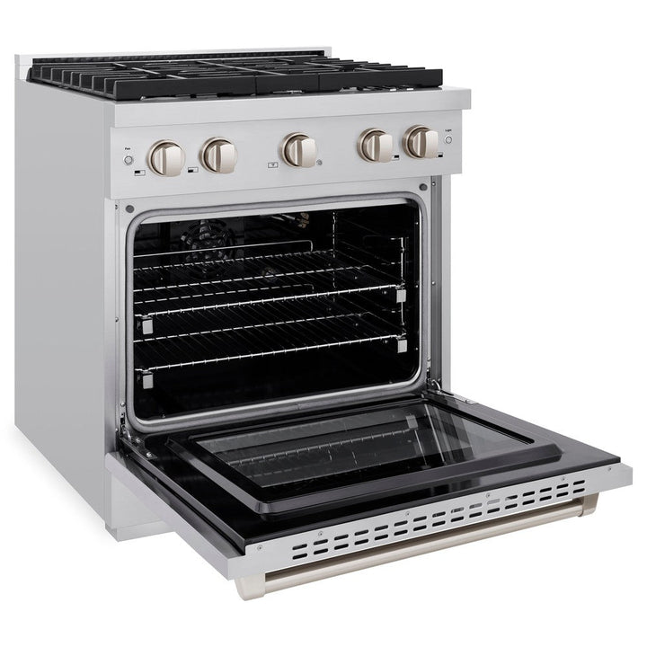 ZLINE 30" 4.2 cu. ft. Paramount Dual Fuel Range with 4 Burners in Stainless Steel, SDR30