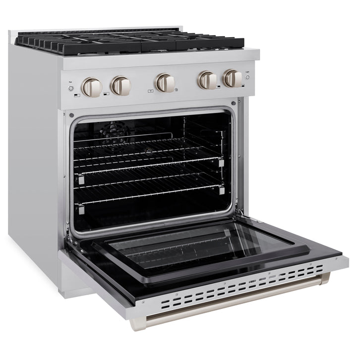 ZLINE 30 in. 4.2 cu. ft. Paramount Dual Fuel Range with 4 Burner Gas Cooktop and Electric Convection Oven in Stainless Steel, Open Box-Excellent Condition