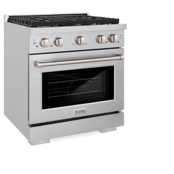 ZLINE 30 in. 4.2 cu. ft. Paramount Dual Fuel Range with 4 Burner Gas Cooktop and Electric Convection Oven in Stainless Steel, Open Box-Excellent Condition