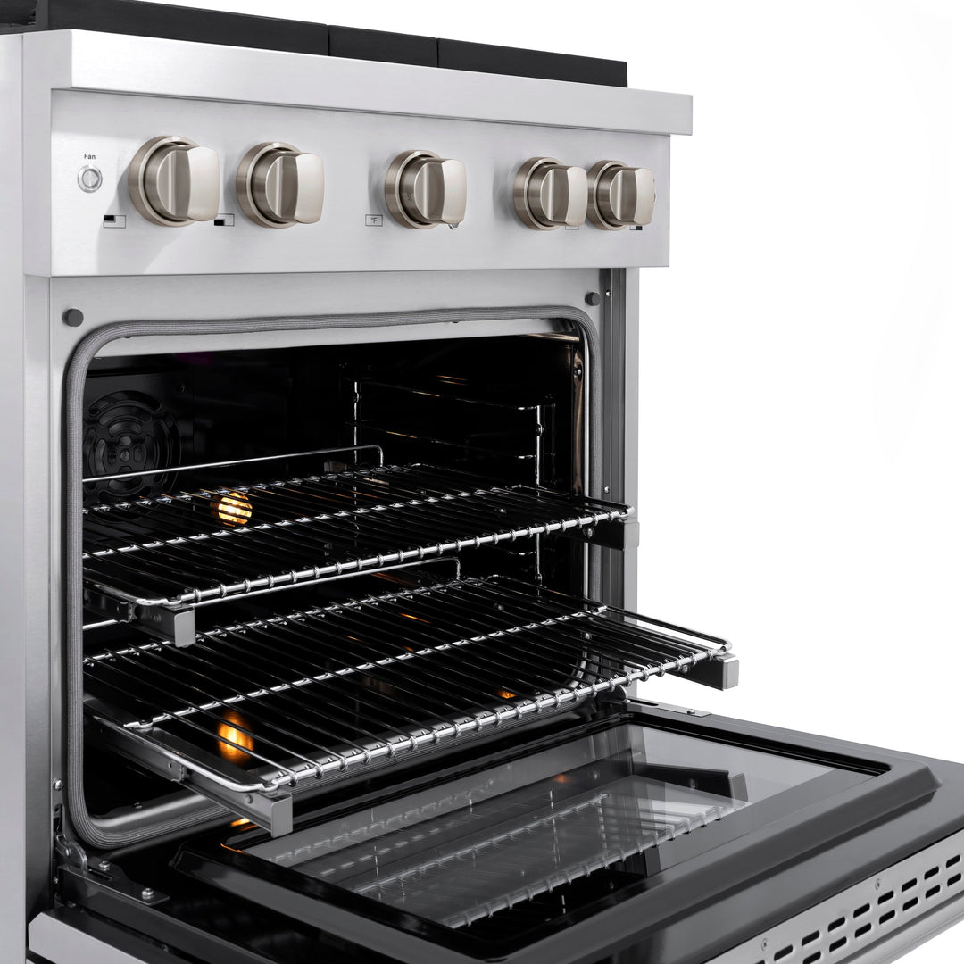 ZLINE 30 in. 4.2 cu. ft. Paramount Dual Fuel Range with 4 Burner Gas Cooktop and Electric Convection Oven in Stainless Steel, Open Box-Excellent Condition