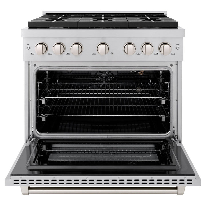 ZLINE 36" 5.2 cu. ft. Paramount Dual Fuel Range with 6 Burners in Stainless Steel, SDR36