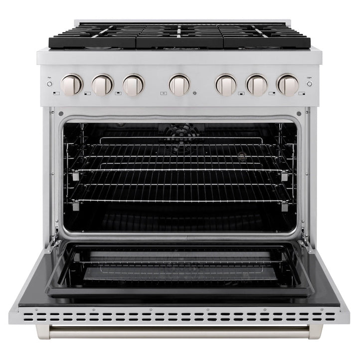 ZLINE 36 in. 5.2 cu. ft. Paramount Dual Fuel Range with 6 Burner Gas Cooktop and Electric Convection Oven in Stainless Steel, Open Box-Excellent Condition