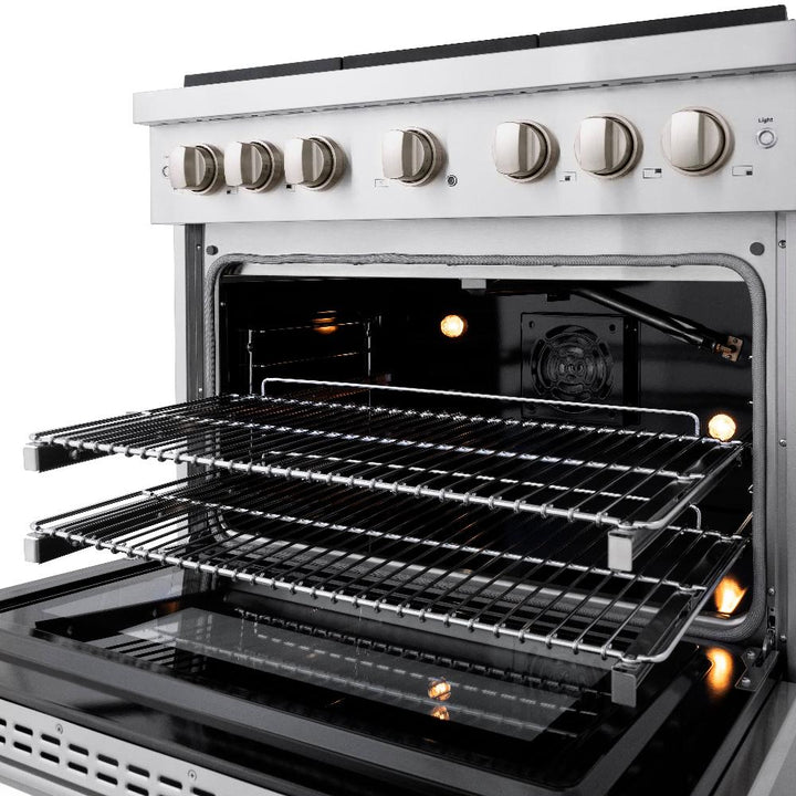 ZLINE 36" 5.2 cu. ft. Paramount Dual Fuel Range with 6 Burners in Stainless Steel, SDR36