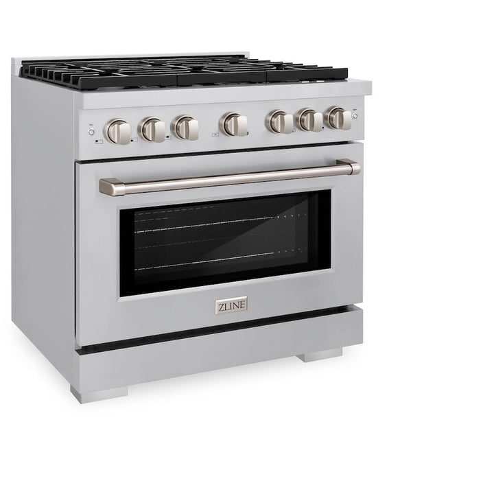 ZLINE 36 in. 5.2 cu. ft. Paramount Dual Fuel Range with 6 Burner Gas Cooktop and Electric Convection Oven in Stainless Steel, Open Box-Excellent Condition