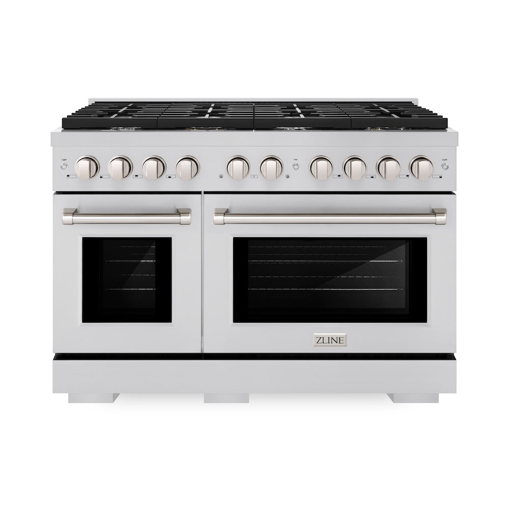 ZLINE 48 in. 6.7 cu. ft. Paramount Double Oven Dual Fuel Range with 8 Burner Gas Cooktop in Stainless Steel, Open Box-Excellent Condition