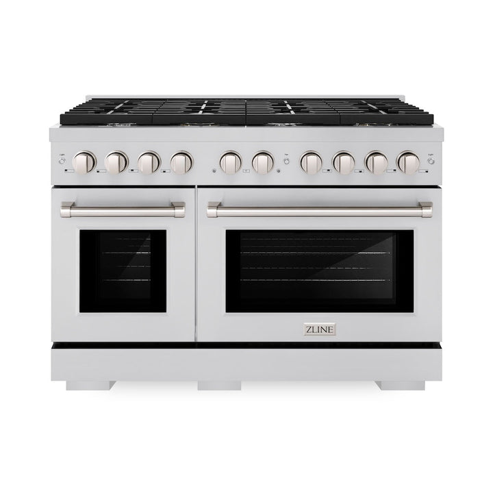 ZLINE 48 in. 6.7 cu. ft. Paramount Double Oven Dual Fuel Range with 8 Burner Gas Cooktop in Stainless Steel, Open Box-Excellent Condition