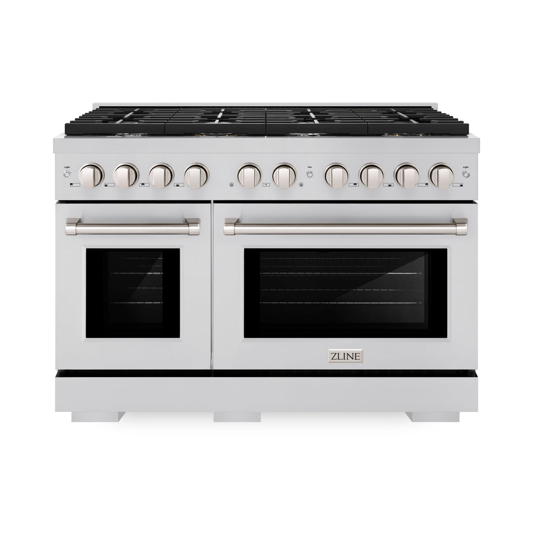 ZLINE 48 in. 6.7 cu. ft. Paramount Double Oven Dual Fuel Range with 8 Burner Gas Cooktop in Stainless Steel, Open Box-Good Condition