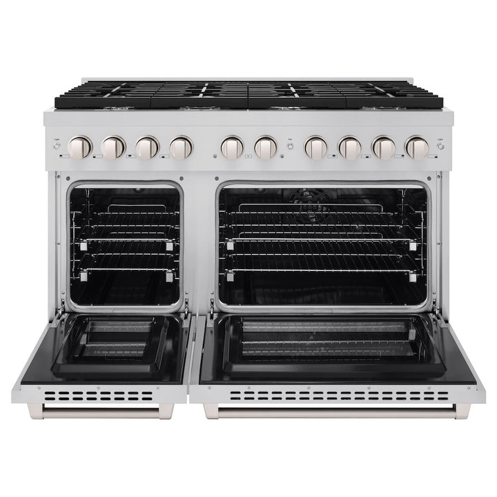ZLINE 48 in. 6.7 cu. ft. Paramount Double Oven Dual Fuel Range with 8 Burner Gas Cooktop in Stainless Steel, Open Box-Excellent Condition
