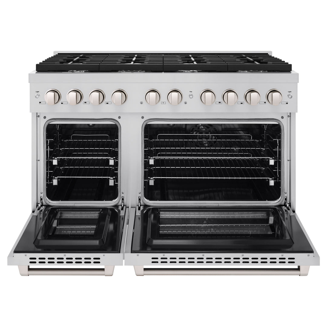 ZLINE 48 in. 6.7 cu. ft. Paramount Double Oven Dual Fuel Range with 8 Burner Gas Cooktop in Stainless Steel, Open Box-Good Condition