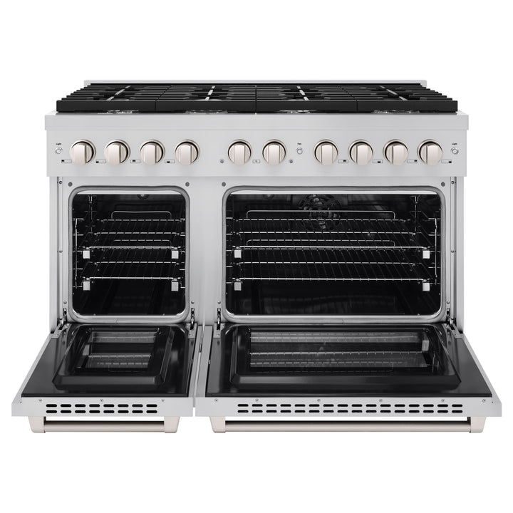 ZLINE 48 in. 6.7 cu. ft. Paramount Double Oven Dual Fuel Range with 8 Burner Gas Cooktop in Stainless Steel, Open Box-Good Condition