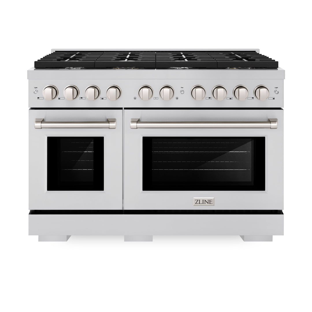 ZLINE 48 in. 6.7 cu. ft. Paramount Double Oven Dual Fuel Range with 8 Burner Gas Cooktop in Stainless Steel, Open Box-Good Condition