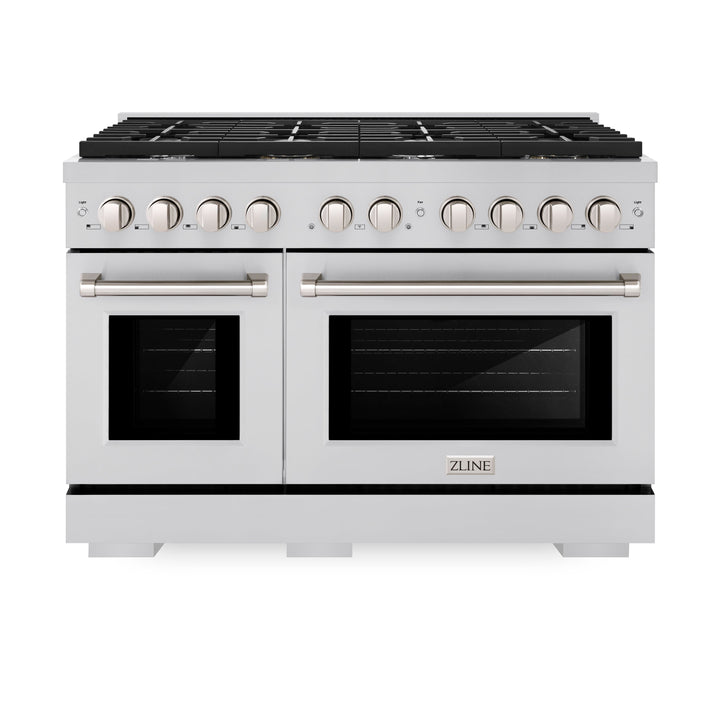 ZLINE 48 in. 6.7 cu. ft. Paramount Double Oven Dual Fuel Range with 8 Burner Gas Cooktop in Stainless Steel, Open Box-Good Condition