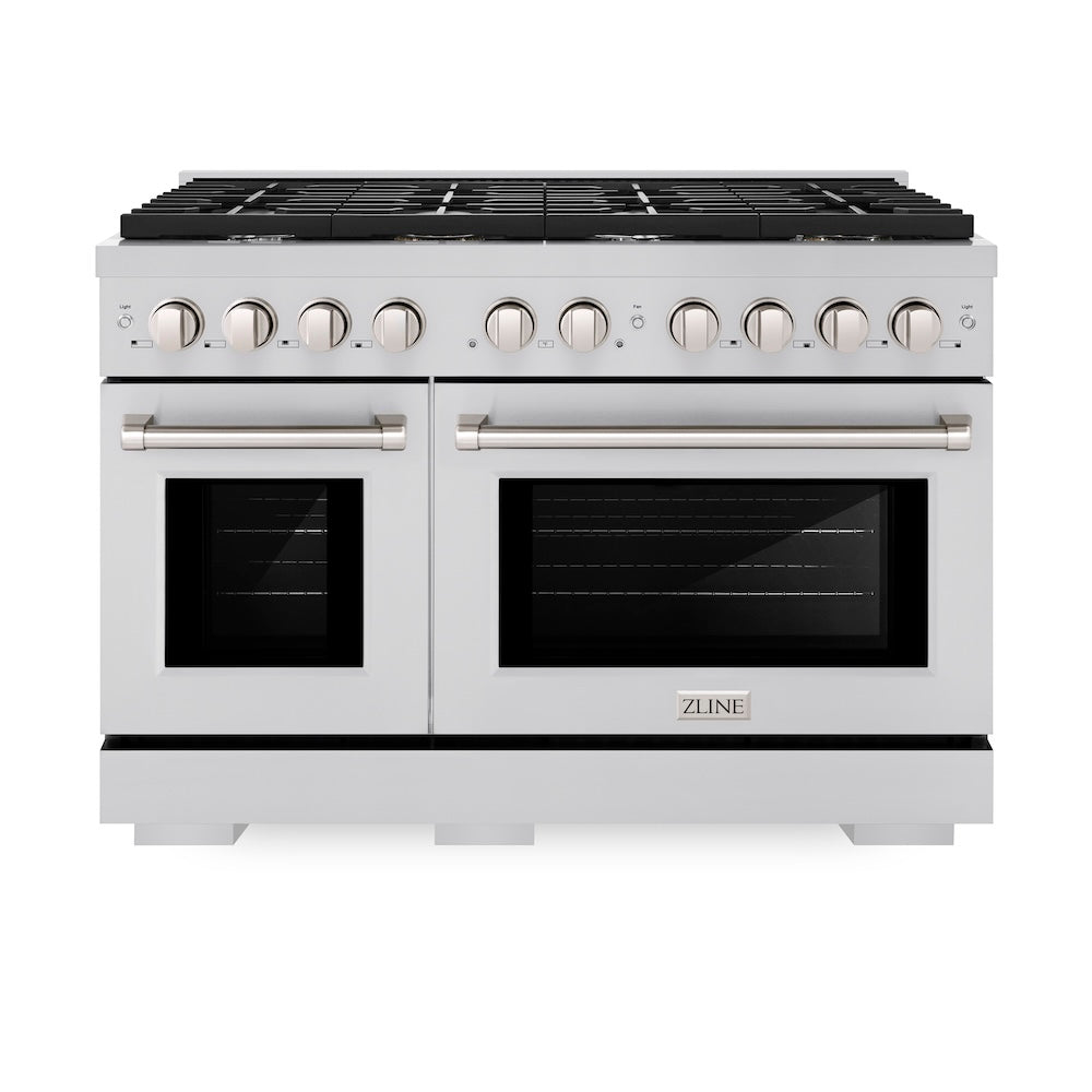 ZLINE 48 in. 6.7 cu. ft. Paramount Double Oven Dual Fuel Range with 8 Burner Gas Cooktop in Stainless Steel, Open Box-Excellent Condition