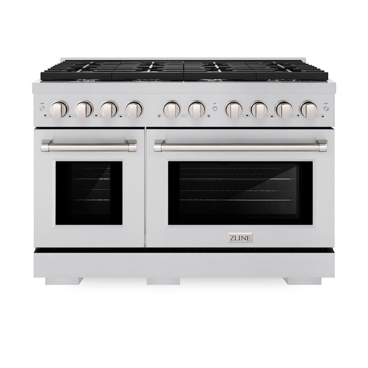 ZLINE 48 in. 6.7 cu. ft. Paramount Double Oven Dual Fuel Range with 8 Burner Gas Cooktop in Stainless Steel, Open Box-Excellent Condition