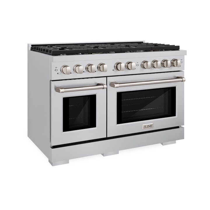 ZLINE 48 in. 6.7 cu. ft. Paramount Double Oven Dual Fuel Range with 8 Burner Gas Cooktop in Stainless Steel, Open Box-Good Condition